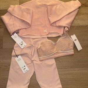 ALO Yoga Pink Sports Bra and Lounge Set